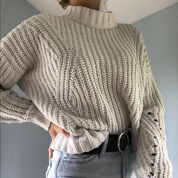 Chenille Knit Mock Neck Sweater Xs 